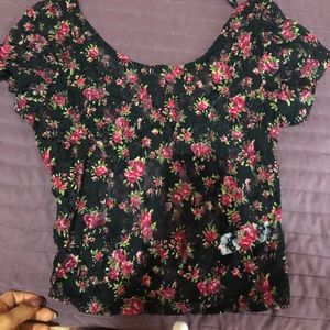 Lace floral crop top